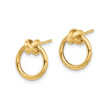 10k Yellow Gold Love Knot Stud Earrings, Circular Loop Design, Symbolic Jewelry for Women