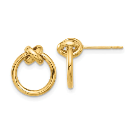 10k Yellow Gold Love Knot Stud Earrings, Circular Loop Design, Symbolic Jewelry for Women