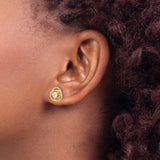 10K Yellow Gold Open Knot Stud Earrings With CZ Center