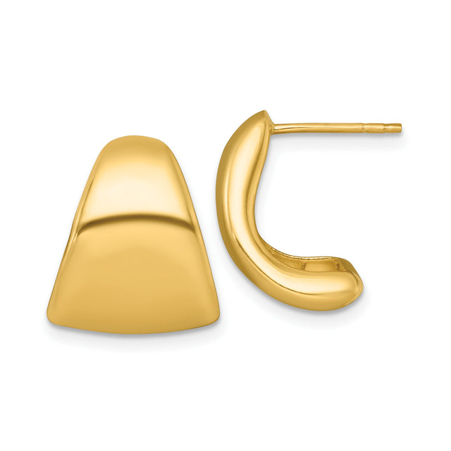 10k Yellow Gold Trapezoid Stud Earrings, Modern Geometric Minimalist Design for Women