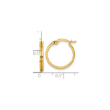 10k Yellow Gold Hoop Earrings, Greek Key Square Tube Design for Women