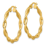 10k Yellow Gold Hoop Earrings with Twisted Rope Design and Polished Finish