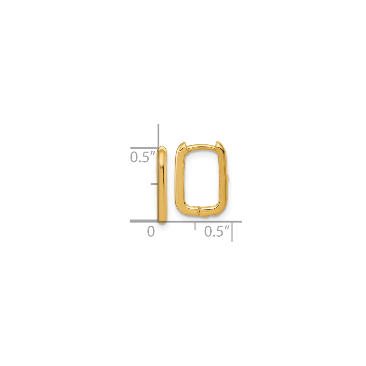 10k Yellow Gold Rectangular Hoop Earrings, Polished Smooth Finish, Minimalist Design