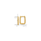 10k Yellow Gold Rectangular Hoop Earrings, Polished Smooth Finish, Minimalist Design