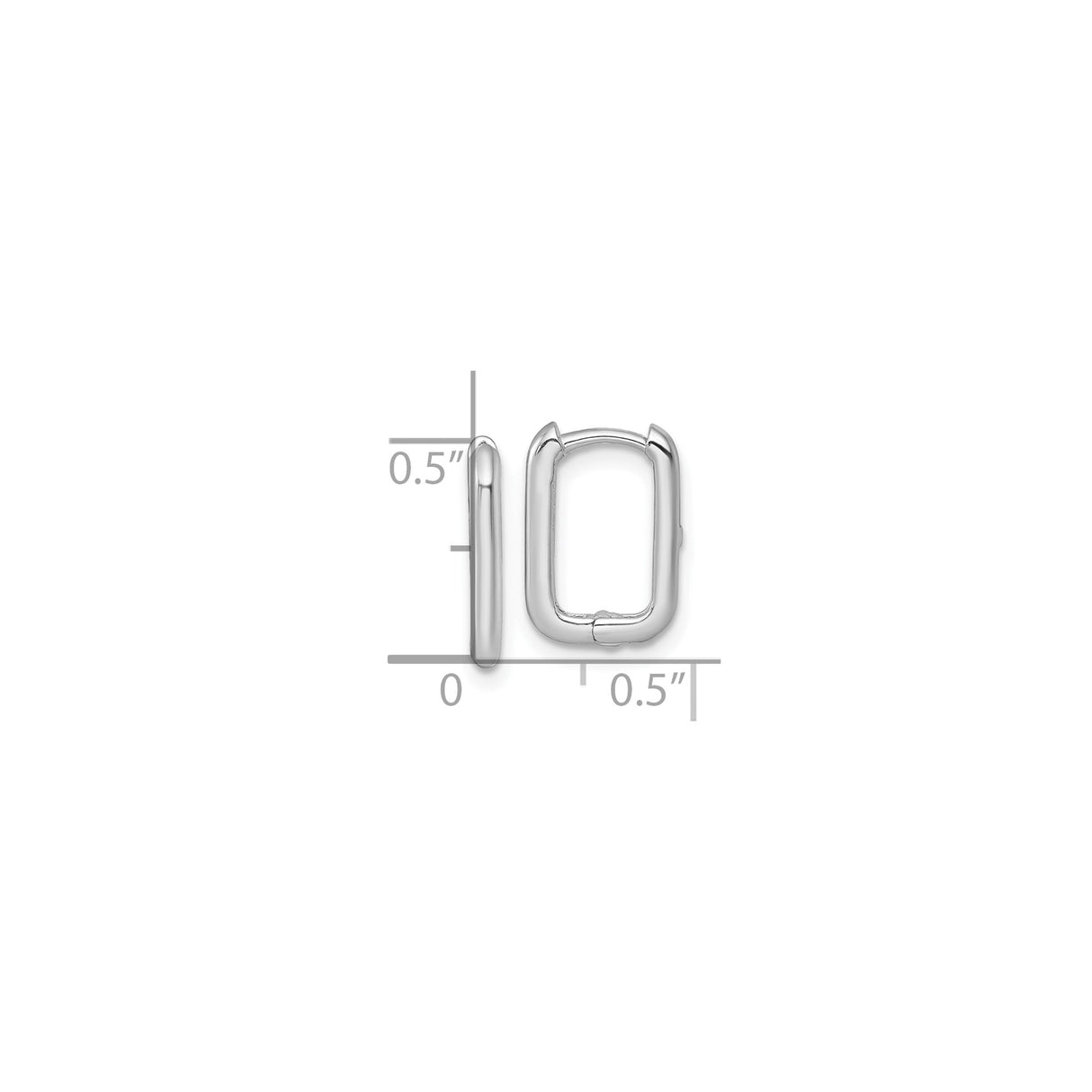 10k White Gold Rectangle Hoop Earrings, Minimalist Modern Huggie Design for Women