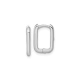 10k White Gold Rectangle Hoop Earrings, Minimalist Modern Huggie Design for Women
