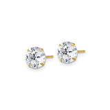 10k Yellow Gold Solitaire Stud Earrings with Cubic Zirconia, Four-Prong Setting, Polished Finish