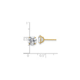 10k Yellow Gold Solitaire Stud Earrings with Cubic Zirconia, Four-Prong Setting, Polished Finish
