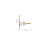 10k Yellow Gold Stud Earrings with Princess Cut Cubic Zirconia, Square Minimalist Design