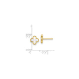 10k Yellow Gold Stud Earrings with Mother of Pearl, Quatrefoil Clover Design, Minimalist Style