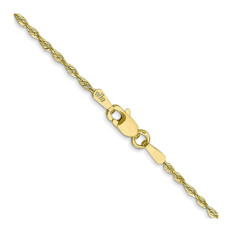 10K Yellow Gold 1.5 mm Rope Chain Necklace, Polished alternate angle