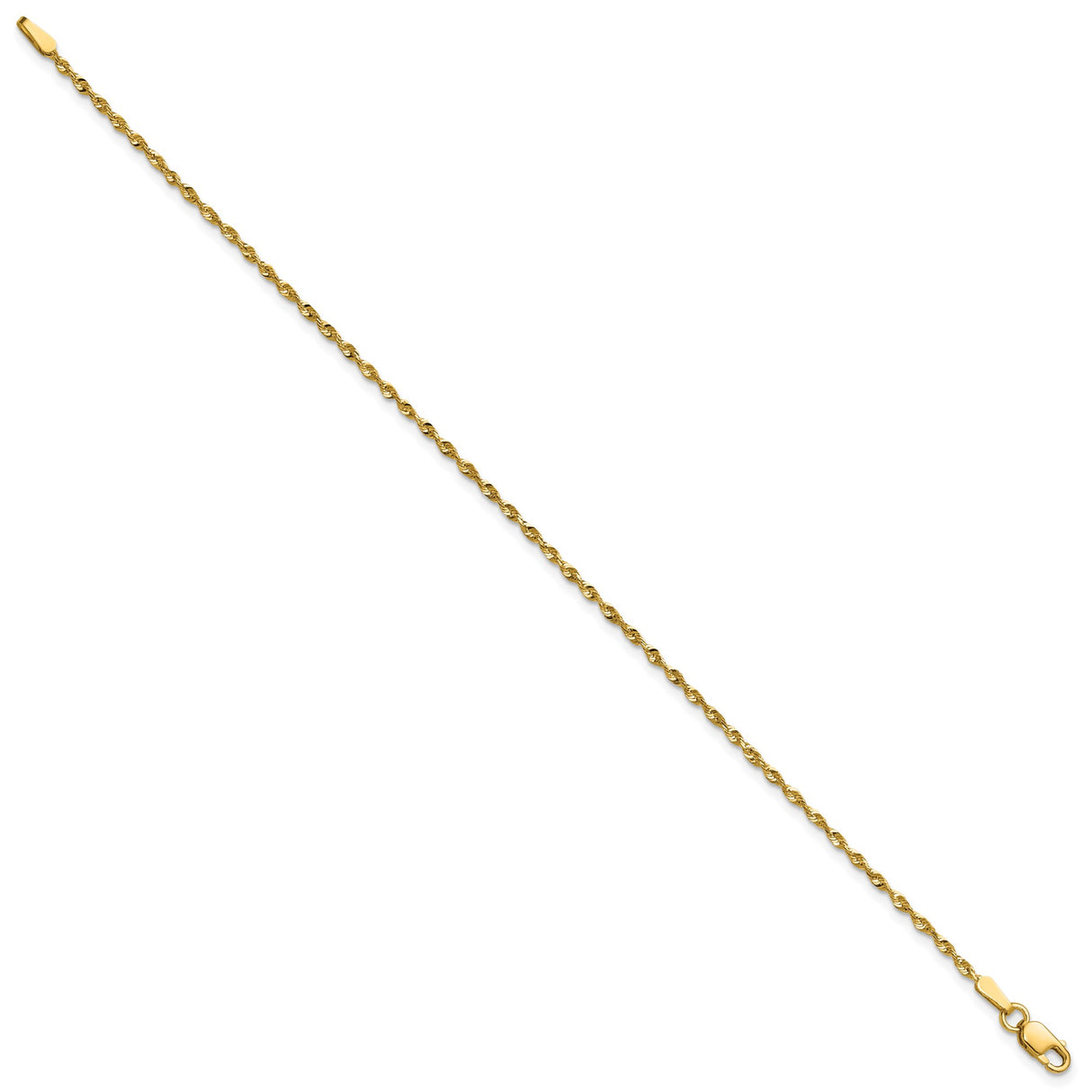 10K Yellow Gold 1.5 mm Rope Chain Anklet, Polished