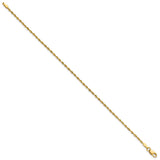 10K Yellow Gold 1.5 mm Rope Chain Anklet, Polished