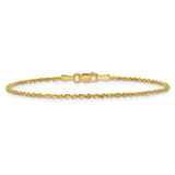 10K Yellow Gold 1.5 mm Rope Chain Anklet, Polished alternate angle