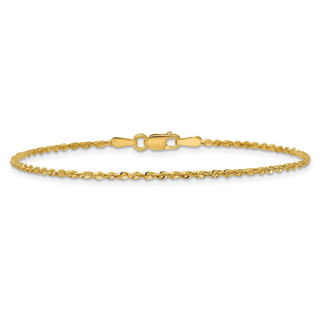 10K Yellow Gold 1.5 mm Rope Chain Bracelet, Polished alternate angle