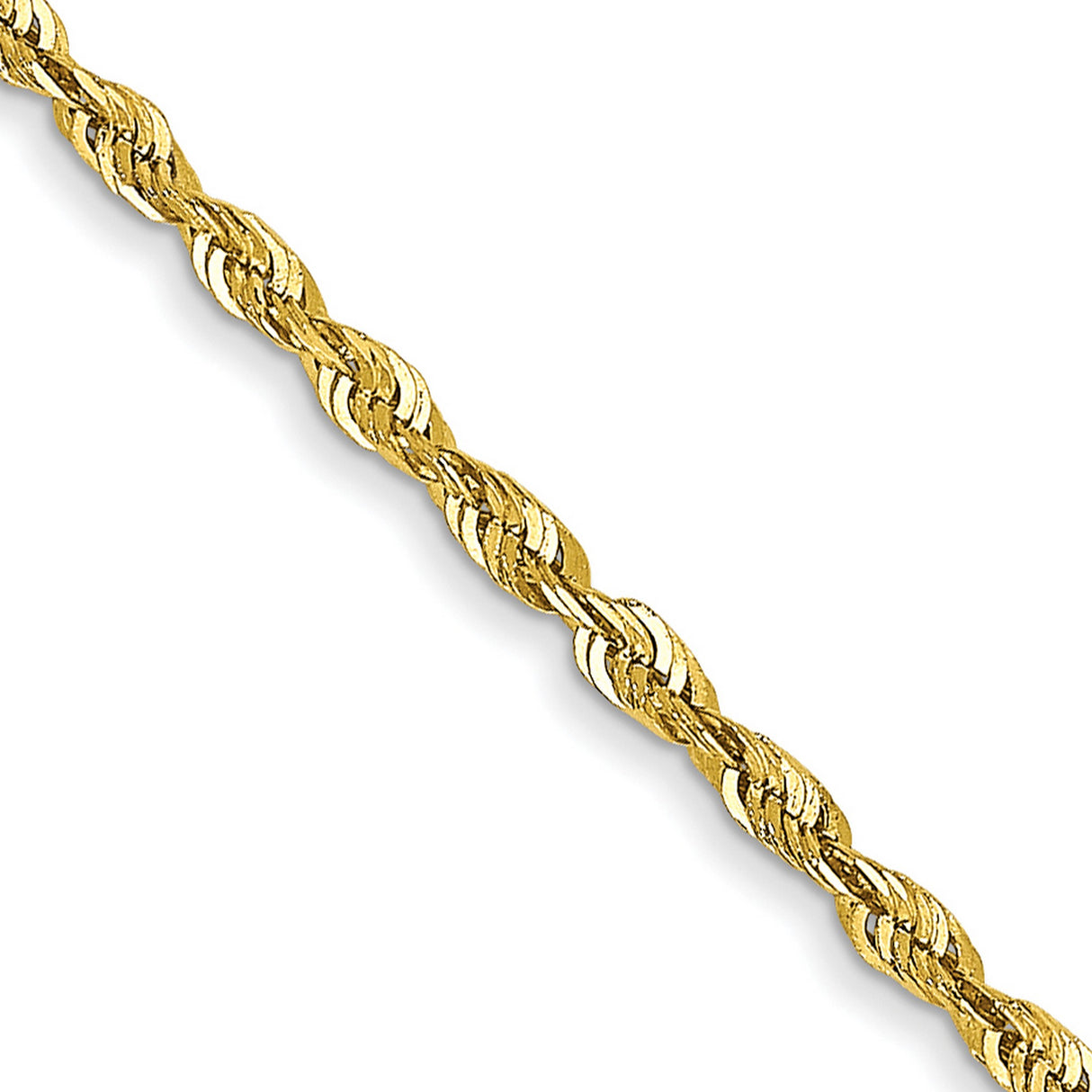 10K Yellow Gold 1.5 mm Rope Chain Necklace, Polished detail view