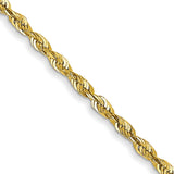 10K Yellow Gold 1.5 mm Rope Chain Necklace, Polished detail view