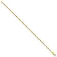 10K Yellow Gold 1.8 mm Rope Chain Anklet, Polished