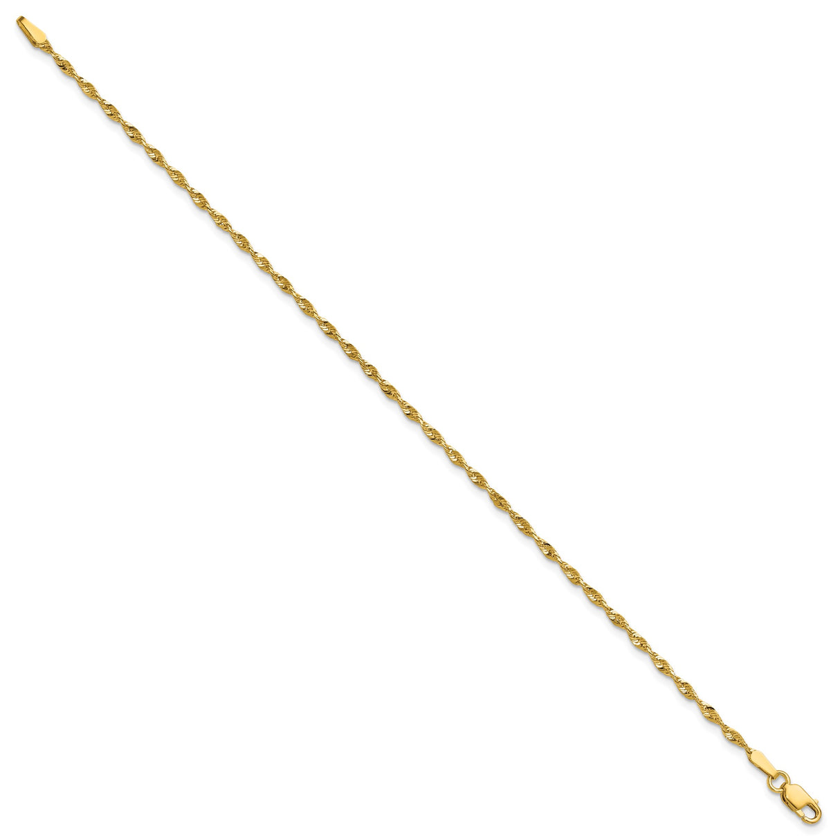 10K Yellow Gold 1.8 mm Rope Chain Anklet, Polished
