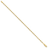 10K Yellow Gold 1.8 mm Rope Chain Anklet, Polished