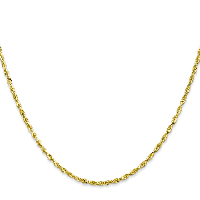 10K Yellow Gold 2 mm Rope Chain Necklace, Polished