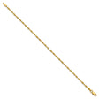 10K Yellow Gold 2 mm Rope Chain Bracelet, Polished