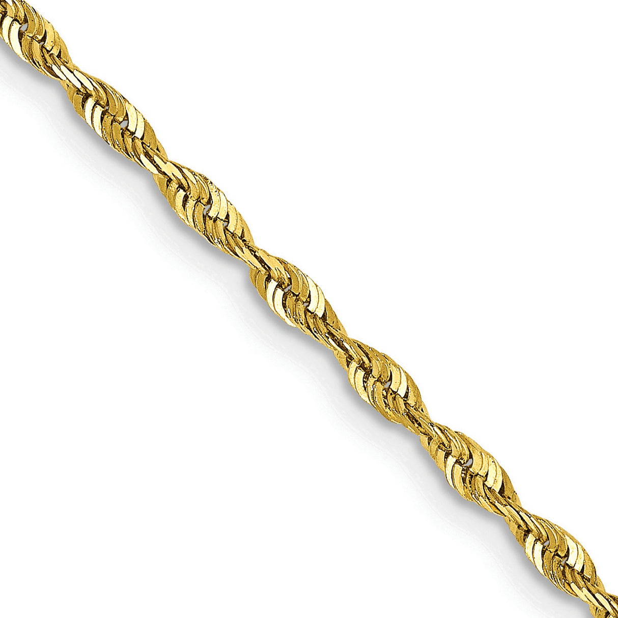 10K Yellow Gold 2 mm Rope Chain Necklace, Polished detail view