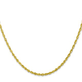 10K Yellow Gold 2.25 mm Rope Chain Necklace, Polished