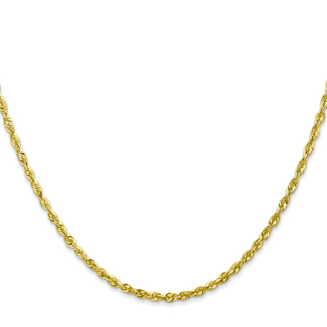 10K Yellow Gold 2.25 mm Rope Chain Necklace, Polished