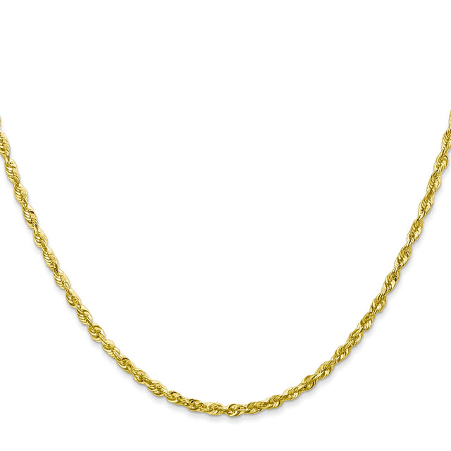 10K Yellow Gold 2.25 mm Rope Chain Necklace, Polished