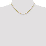 10K Yellow Gold 2.25 mm Rope Chain Necklace, Polished detail view
