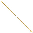 10K Yellow Gold 2.25 mm Rope Chain Anklet, Polished