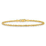 10K Yellow Gold 2.25 mm Rope Chain Anklet, Polished alternate angle