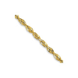 10K Yellow Gold 2.25 mm Rope Chain Necklace, Polished detail view