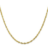 10K Yellow Gold 2.5 mm Rope Chain Necklace, Polished