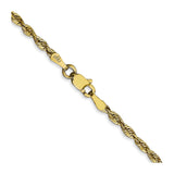 10K Yellow Gold 2.5 mm Rope Chain Necklace, Polished alternate angle