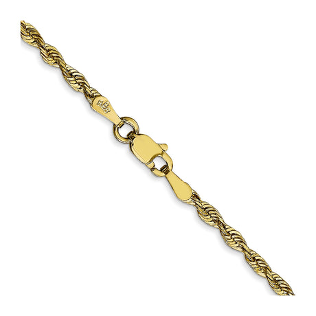 10K Yellow Gold 2.5 mm Rope Chain Necklace, Polished alternate angle