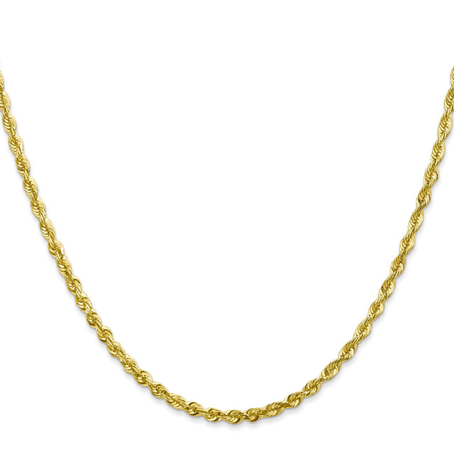 10K Yellow Gold 2.75 mm Rope Chain Necklace, Polished