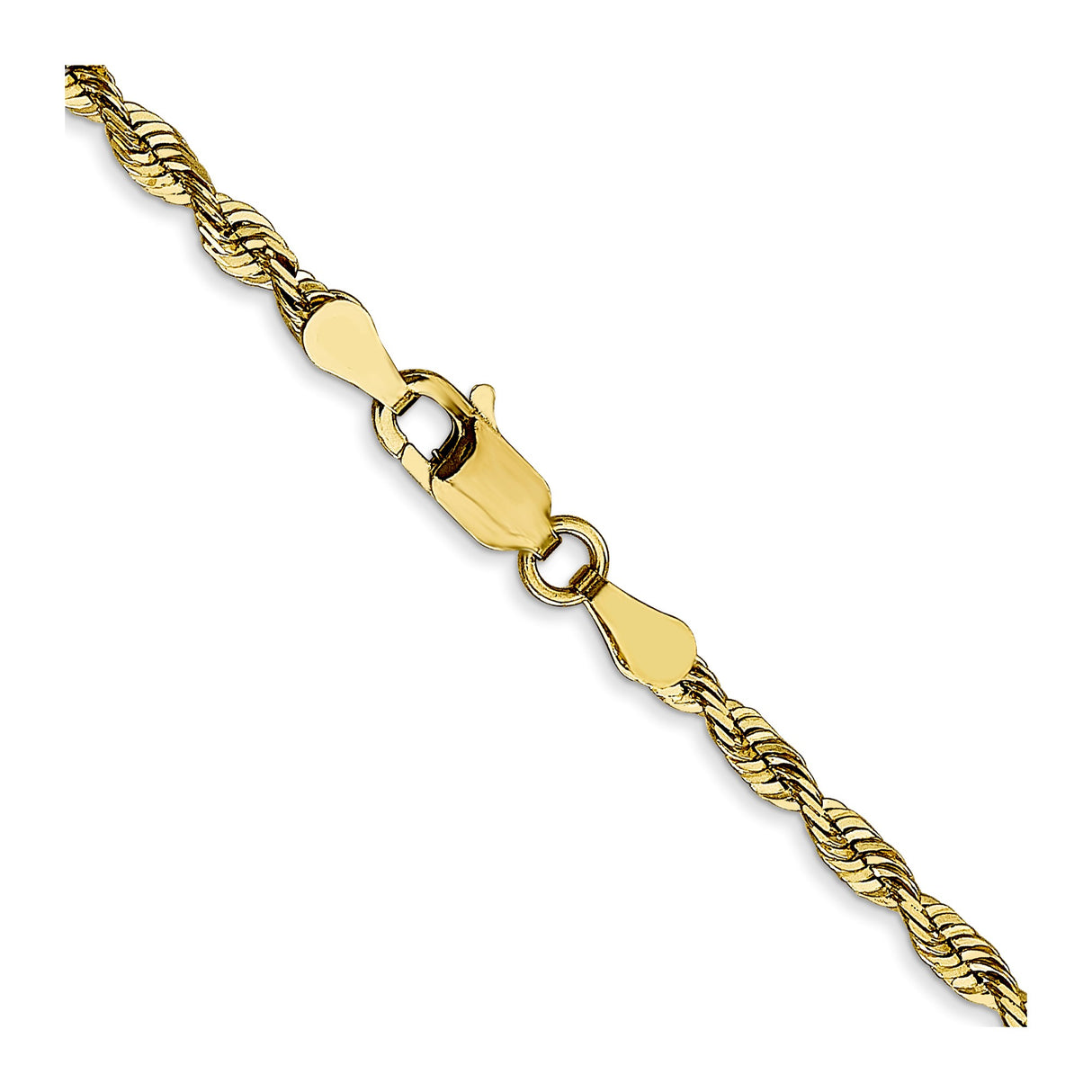 10K Yellow Gold 2.75 mm Rope Chain Necklace, Polished alternate angle