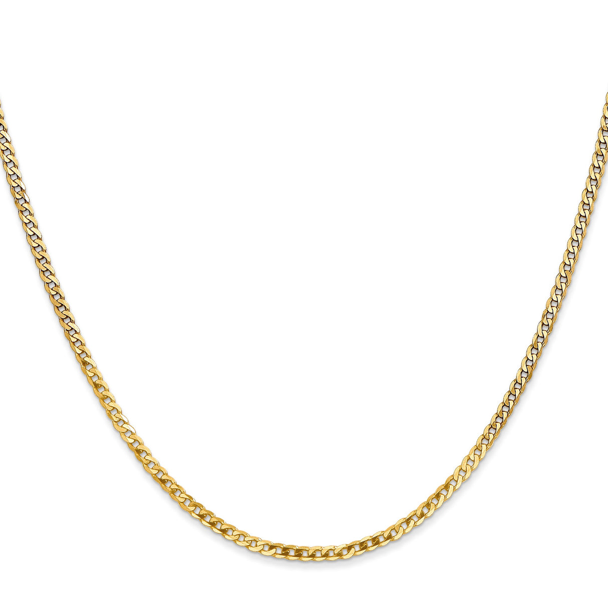 10K Yellow Gold 2.2 mm Curb Chain Necklace, Polished