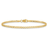 10K Yellow Gold 2.2 mm Curb Chain Bracelet, Polished
