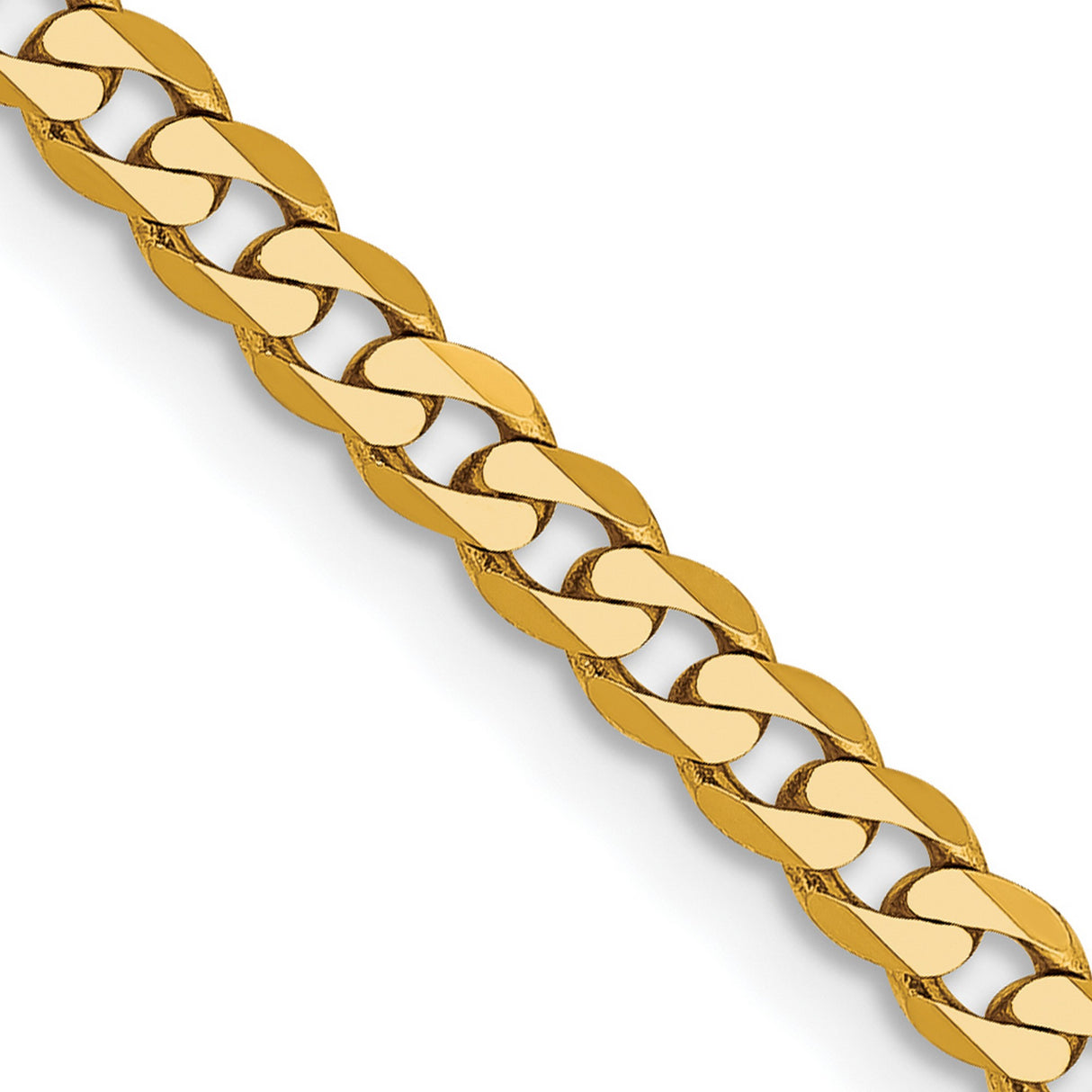10K Yellow Gold 2.9 mm Curb Chain Necklace, Polished detail view