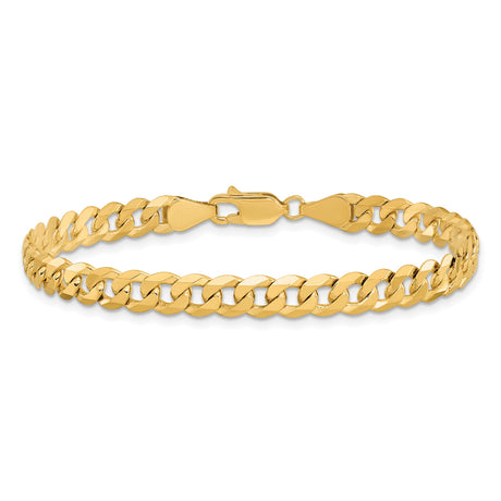 10K Yellow Gold 5.75 mm Curb Chain Anklet, Polished