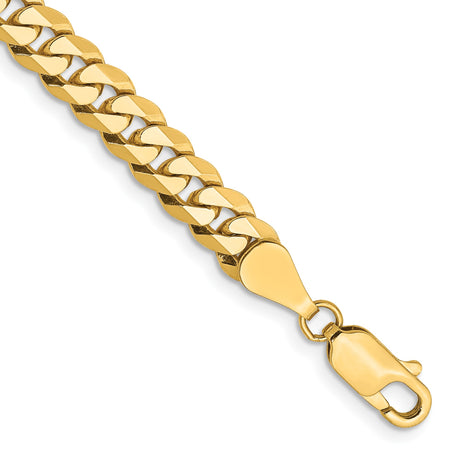 10K Yellow Gold 5.75 mm Curb Chain Anklet, Polished alternate angle