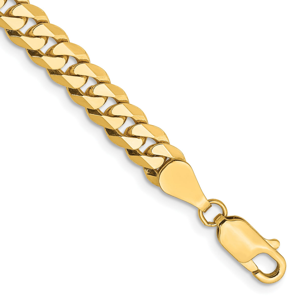 10K Yellow Gold 5.75 mm Curb Chain Bracelet, Polished alternate angle