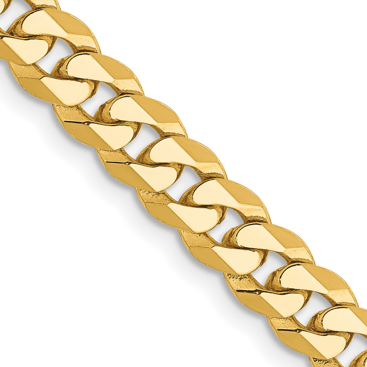10K Yellow Gold 5.75 mm Curb Chain Necklace, Polished detail view