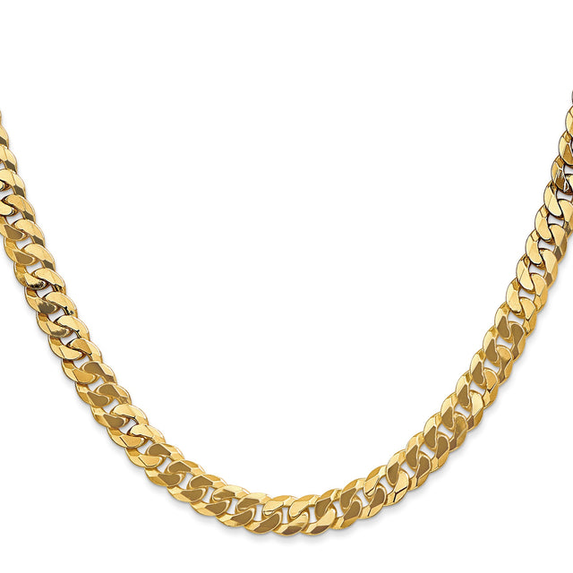 10K Yellow Gold 6.25 mm Curb Chain Necklace, Polished