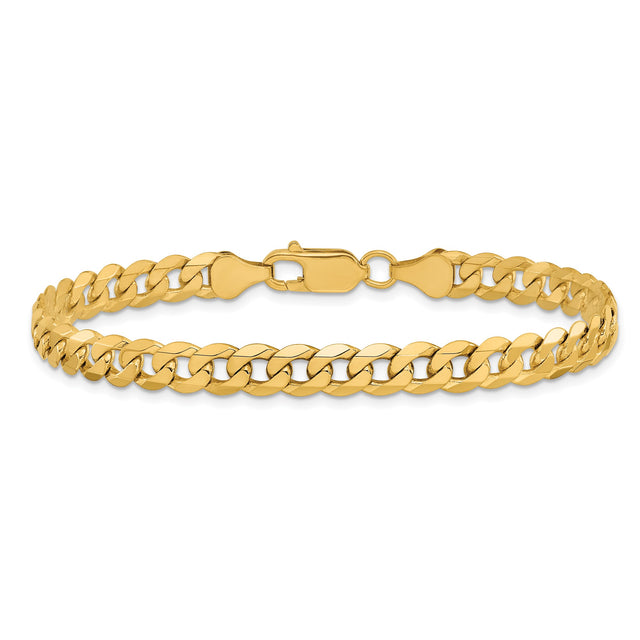 10K Yellow Gold 6.25 mm Curb Chain Bracelet, Polished