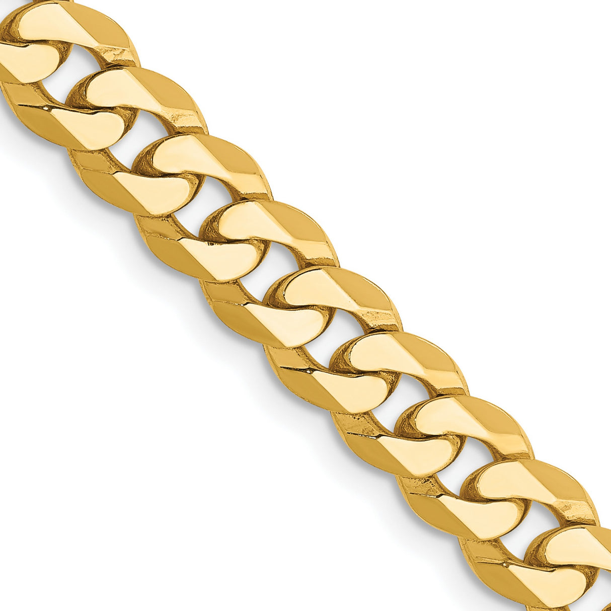 10K Yellow Gold 6.25 mm Curb Chain Necklace, Polished detail view