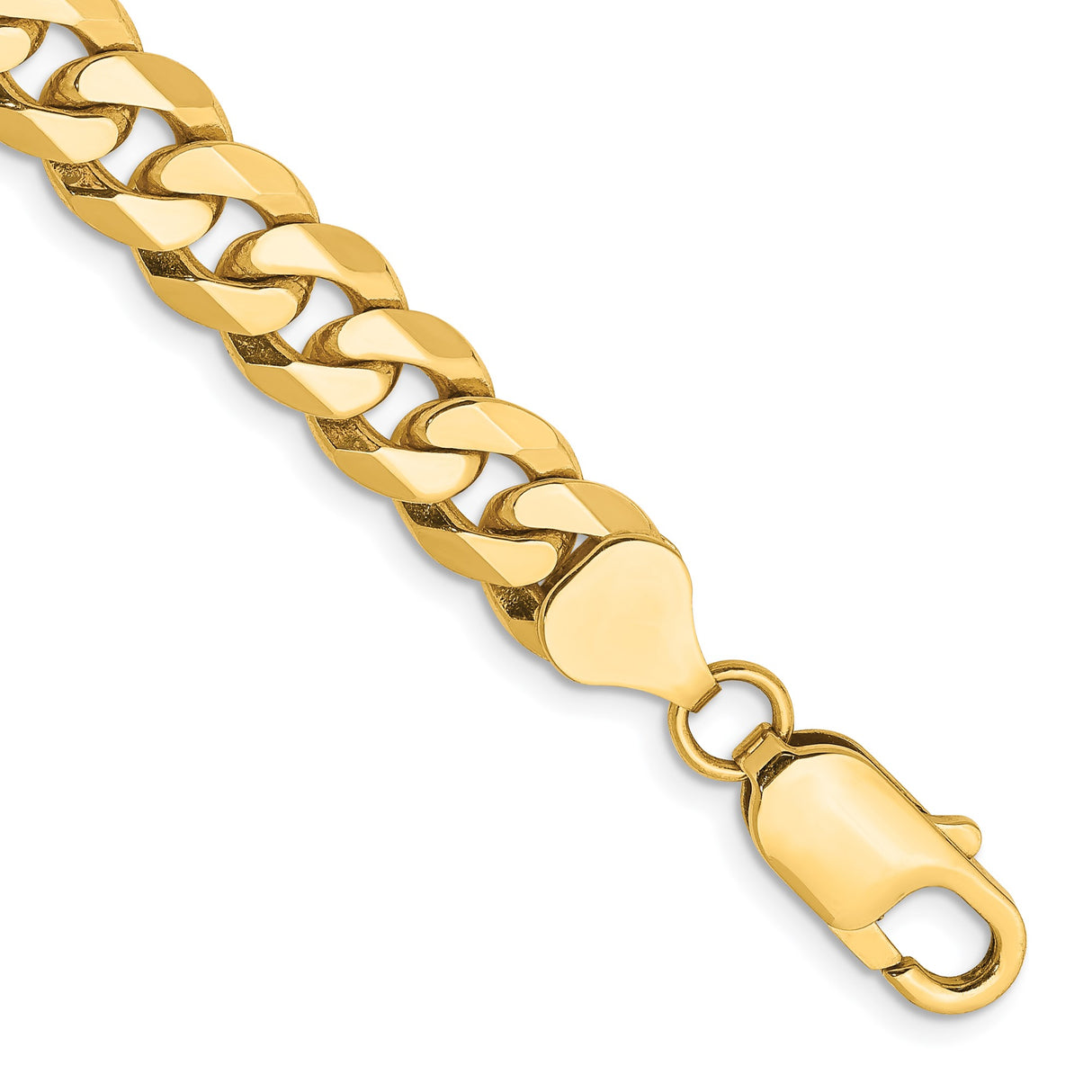 10K Yellow Gold 7.75 mm Curb Chain Anklet, Polished shown for scale